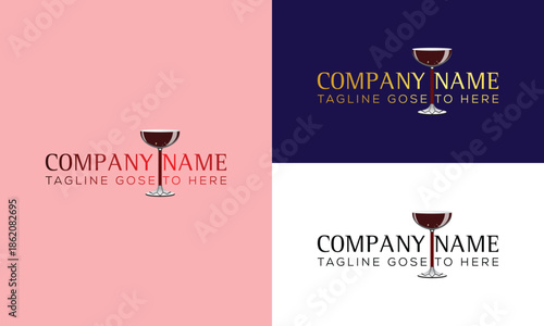 Minimal Wine Glass Logo Design for Elegant Brand Identity
