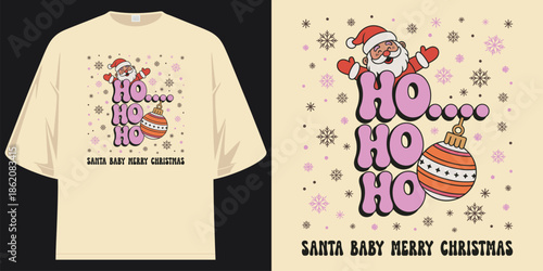 ho ho ho santa baby merry christmas retro holiday typography vector t shirt design vector illustration artwork
