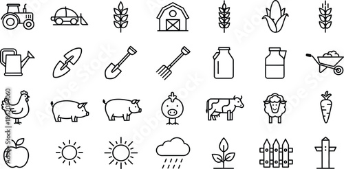 Agricultural and farm related icons and symbols