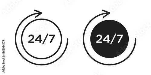 24 7 icons in trendy flat style. symbol for your web site design, app, UI Vector EPS 10.