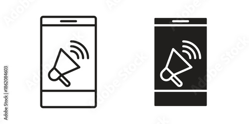 Advertising icons in trendy flat style. symbol for your web site design, app, UI Vector EPS 10.