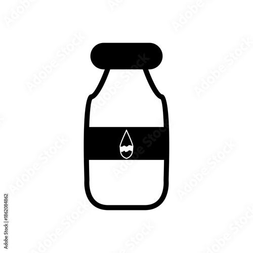 Minimal black and white water bottle icon isolated on white background.