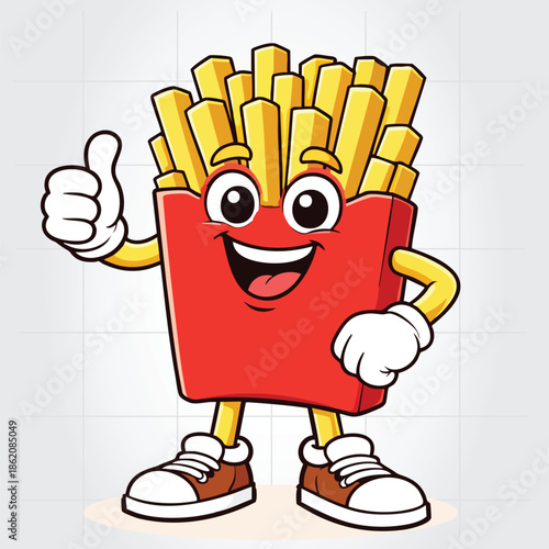 French Fries Character Mascot Cartoon Vector Template