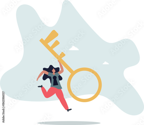 Unlock true potential, your ideal self to success in career or business, secret mind or skill to solve problem concept,life and employment of people.