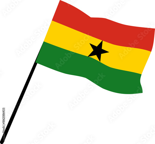 illustration of Ghana flag with heart cartoon character