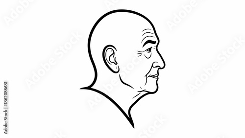 Profile of a bald man with serious expression