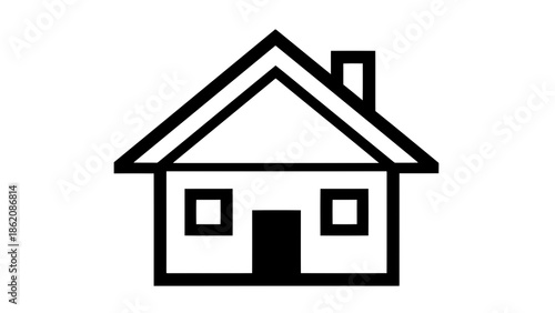 Simple house icon with chimney
