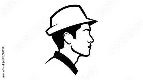 Man wearing hat profile illustration