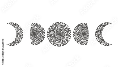 Moon phase illustration with unique pattern design