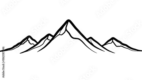 Simple black and white mountain range illustration