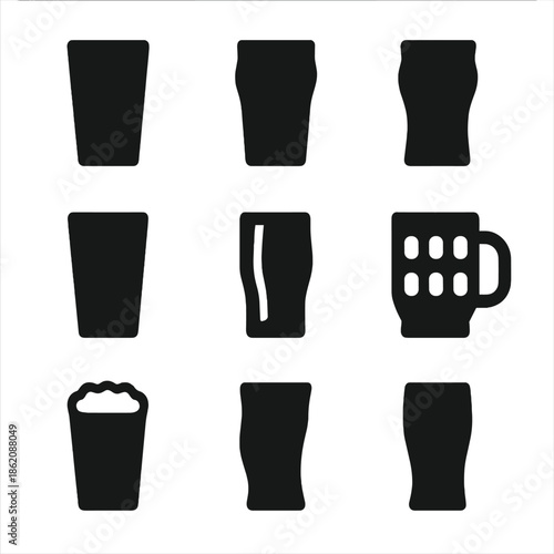 Various black drinkware silhouettes with unique shapes on gradient background