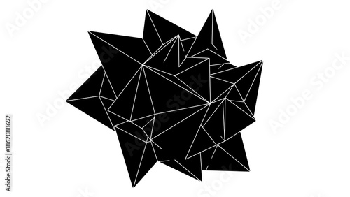 Geometric star shape with sharp edges and white lines