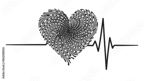 Heart rate pulse with twisted heart shape