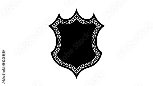 Elegant black shield emblem with ornate border
