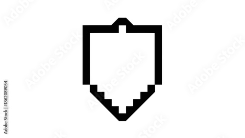 Simple black shield icon on white background