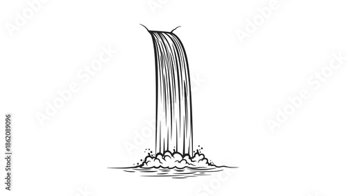 Waterfall illustration with water splashing