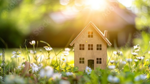 Small Wooden House Amidst White Flowers in a Field