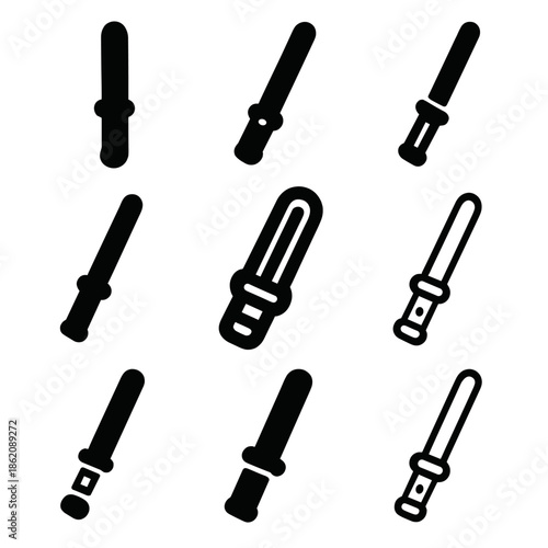 Abstract pattern of black lightsabers on gray background