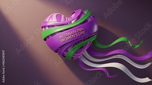 International women's day purple ribbon symbolizing empowerment and solidarity