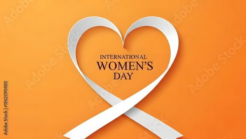 International womens day celebration with heartfelt ribbon symbol