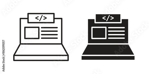 Front end icons in trendy flat style. symbol for your web site design, app, UI Vector EPS 10.