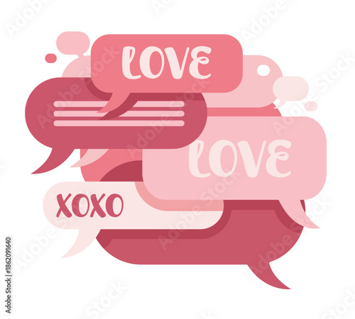Love Chat Bubbles Valentine Message Vector Illustration