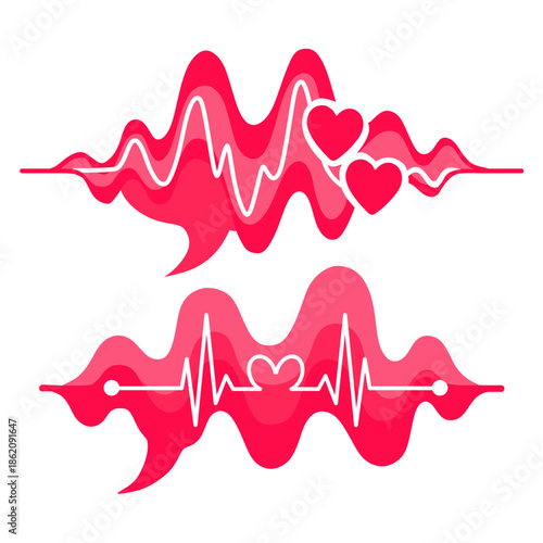 Valentine Love Heartbeat Pulse Vector Illustration