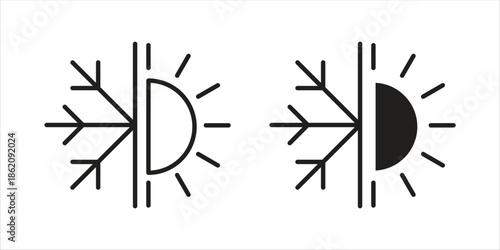 Hot and cold icons in trendy flat style. symbol for your web site design, app, UI Vector EPS 10.