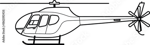 Helicopter Illustration Side View Technical Drawing
