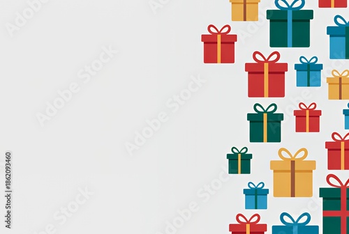 Vibrant Gift Box Collection: Colorful Presents with Festive Ribbons