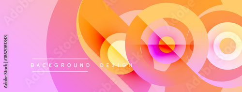 Abstract colorful layers create dynamic visual effect. Gradient shades blend, forming circular shapes, modern design element.