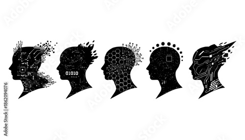 Human Brain AI Integration Silhouette