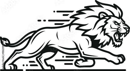 Running lion illustration
