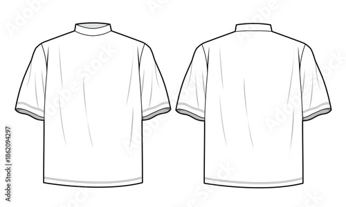 Turtleneck oversized t-shirt vector template technical design by adobe illustrator.