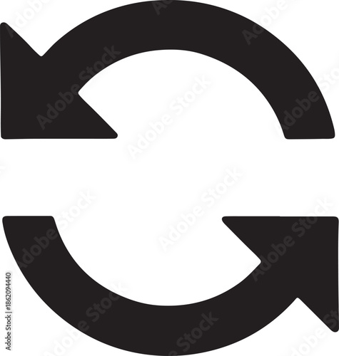 Refresh arrows forming broken circle symbolizing reload, update, and process reset icon