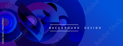 Abstract blue purple design. Overlapping circles create dynamic visual effect. Text reads background design. Modern, vibrant composition.