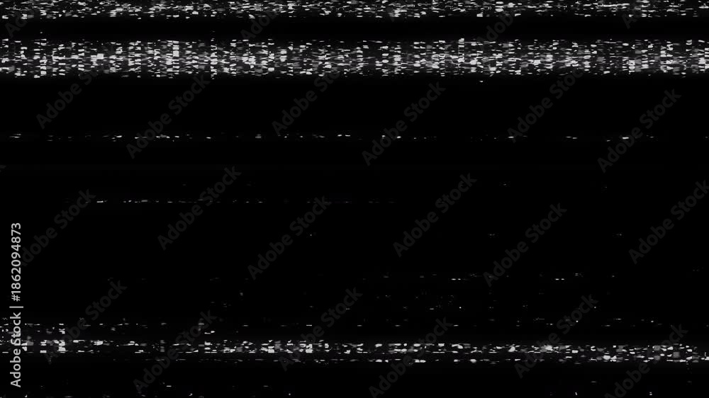 Damaged static TV effect overlay with error screen VHS noise isolated ...