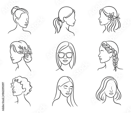Various hairstyle illustrations Vector