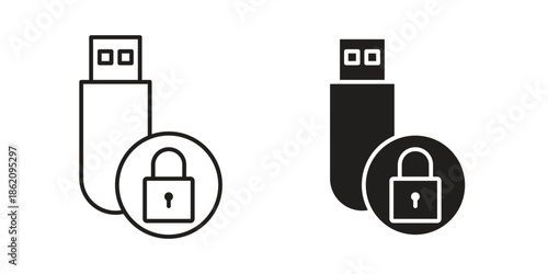 Pendrive security icons in trendy flat style. symbol for your web site design, app, UI Vector EPS 10.