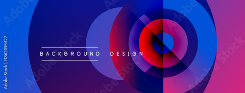Abstract background features overlapping circles, vibrant colors. Text reads background design centered within composition. Modern, dynamic visual.