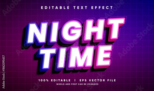 night time vector text effect with modern style