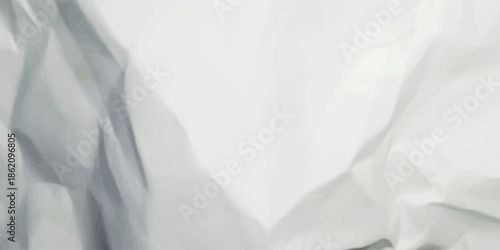 Crumpled paper texture. Realistic white crumpled paper background. Horizontal wrinkled empty notepad sheet. Vector illustration.