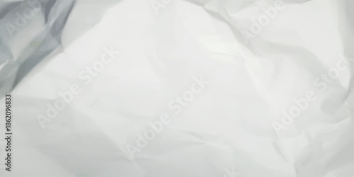 Crumpled paper texture. Realistic white crumpled paper background. Horizontal wrinkled empty notepad sheet. Vector illustration.