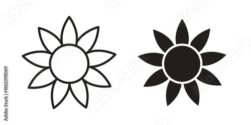Sunflower icons in trendy flat style. symbol for your web site design, app, UI Vector EPS 10.