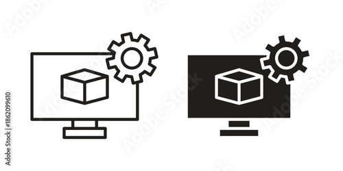 Virtual machine icons in trendy flat style. symbol for your web site design, app, UI Vector EPS 10.
