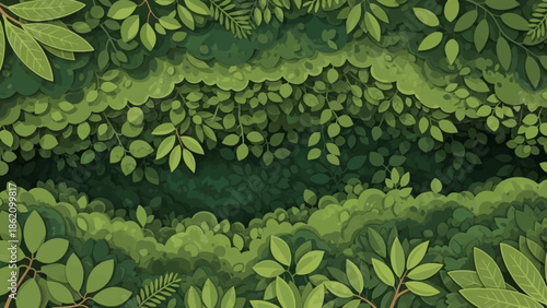 Aerial View of Lush Green Foliage: An enchanting aerial view unveils a verdant tapestry of leaves and branches, creating a captivating display of nature's beauty and tranquility. 