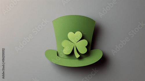 Conceptual stock illustration of St Patrick's Day with green hat as negative space, icon minimalist approach