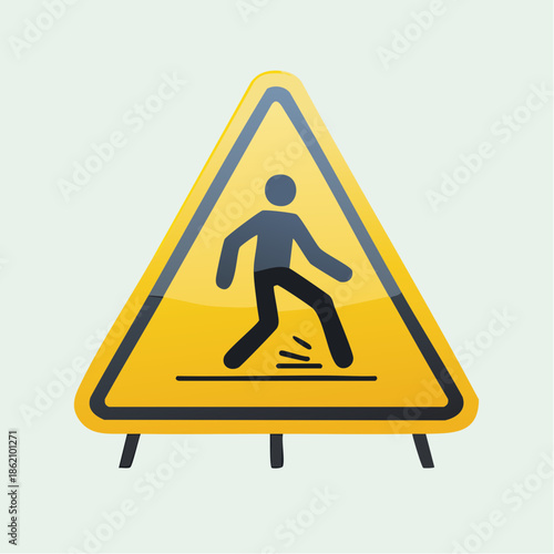 Minimalist illustration of a caution wet floor