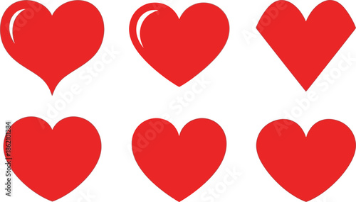 Collection of Red Hearts Symbols for Valentines Day Decorations