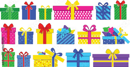 Colorful Gift Boxes with Bows for Holidays and Celebrations